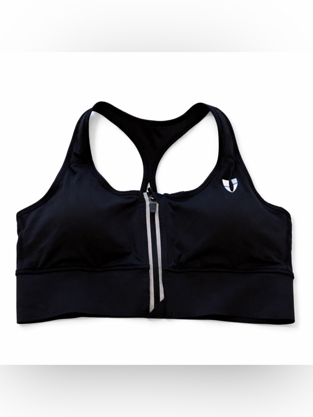 Firmabs Sleek Black Zip-Front Sports Bra